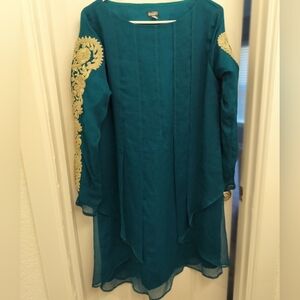 Green Kurti With Matching Dupatta